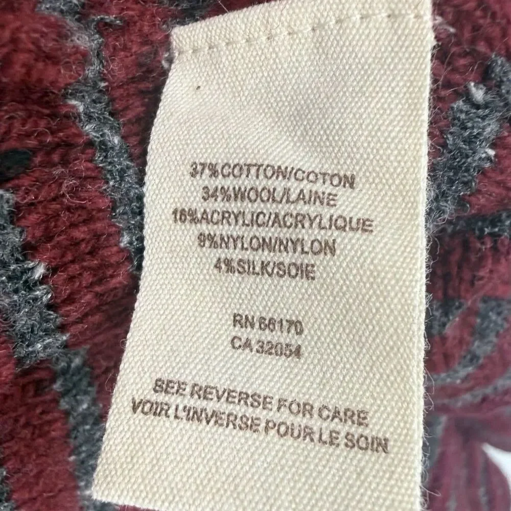 Free People Long Red Stripped Duster Cardigan Size M